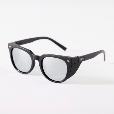 Roys Matte Black / Silver Mirror Lens Polarised Safety Glasses