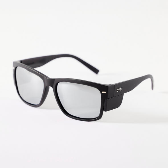 BIG Kenneth Matte Black Frame / Silver Mirror Lens Safety Glasses