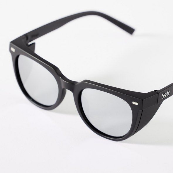 Roys Matte Black / Silver Mirror Lens Polarised Safety Glasses