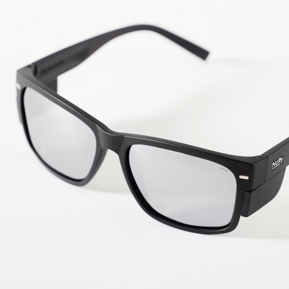 BIG Kenneth Matte Black Frame / Silver Mirror Lens Safety Glasses