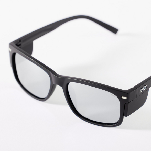 Kenneth Matte Black Frame / Silver Mirror Polarised Lens Safety Glasses