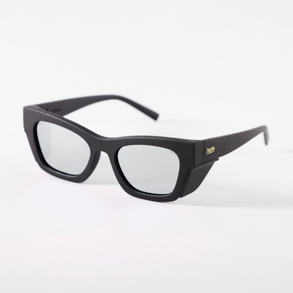 Browse Matte Black / Silver Mirror Lens Safety Glasses