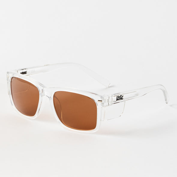 Kenneth Clear Frame / Brown Lens Polarised Safety Glasses