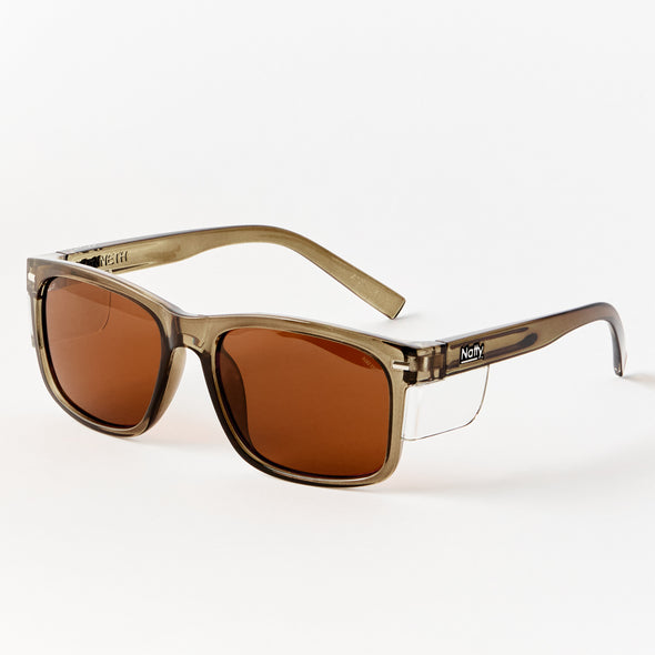 Kenneth Olive Frame / Brown Lens Polarised Safety Glasses