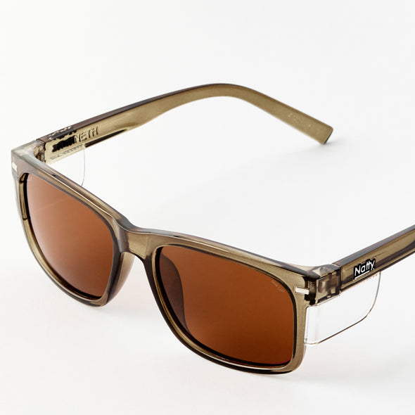 Kenneth Olive Frame / Brown Lens Polarised Safety Glasses