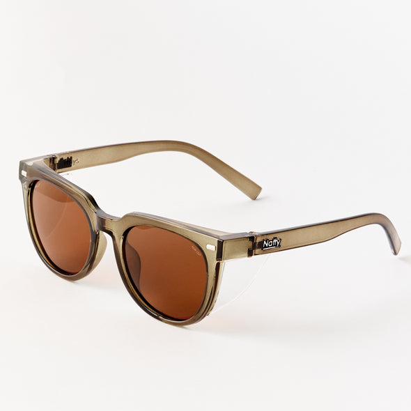 Roys Olive Frame / Brown Lens Polarised Safety Glasses