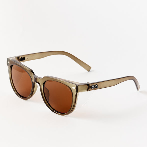 Roys Olive Frame / Brown Lens Polarised Safety Glasses