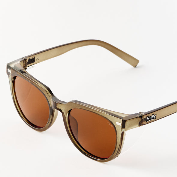 Roys Olive Frame / Brown Lens Polarised Safety Glasses